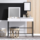 Masa de toaleta / machiaj cu oglinda si sertare, Emerald, Amour, 100 x 74 x 50 cm, pal melaminat, alb/negru