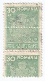 *Romania, lot 1104 cu 1 timbru fiscal pentru impozite, 1944, eroare, oblit.