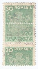 *Romania, lot 1104 cu 1 timbru fiscal pentru impozite, 1944, eroare, oblit.