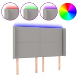 Cumpara ieftin Tablie de pat cu LED, gri deschis, 147x16x118/128 cm, textil
