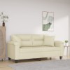 VidaXL Canapea cu 2 locuri cu pernuțe, crem, 140 cm, piele ecologică 3200989