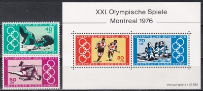 Germania 1976 - Jocurile Olimpice - Montreal, Serie + Colita, MNH foto