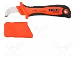 Cuțit electricieni semirotund, izolat, cu picior de ghidare NEO TOOLS 190mm, EN 60900, VDE, max 1kV AC