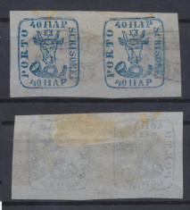 MOLDOVA timbru original Cap de Bour 40 par. hartie albastruie pereche stp. Jassy foto