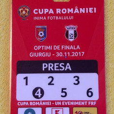 Acreditare meci CHINDIA Targoviste-ASTRA Giurgiu(cupa Romaniei 30.11.2017)