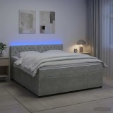 Cumpara ieftin Pat boxspring cu saltea Gri deschis 160 x 200 cm Catifea