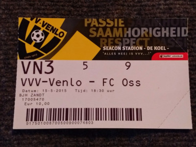 Bilet meci fotbal VVV VENLO - FC OSS (Olanda 15.05.2015) foto