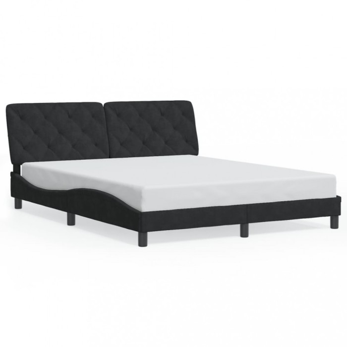 Gossi cadru de pat cu lumini led, negru, 160x200 cm, catifea