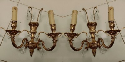 Spectaculoasă pereche de aplice bronz cu cristal foto