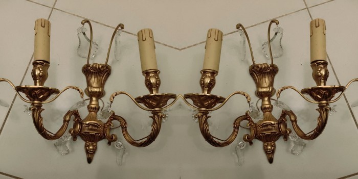 Spectaculoasă pereche de aplice bronz cu cristal
