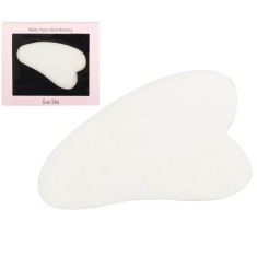 Placuta de Masaj Facial Gua Sha, Piatra Naturala Alba, 7x4.5 cm, Efect de Lifting si Luminozitate