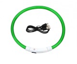 Zgarda cu iluminare LED pentru caini si pisici, marimea L, reglabila pana la 70 cm, verde, Oem