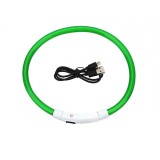 Zgarda cu iluminare LED pentru caini si pisici, marimea L, reglabila pana la 70 cm, verde