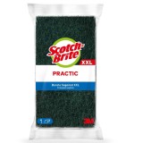 Burete pentru bucatarie Scotch-Brite Sagomat XXL, cu canelura, protectie unghii, verde + galben