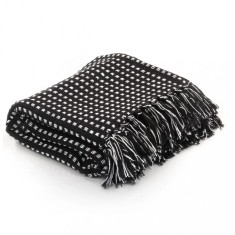 vidaXL Pătură decorativă cu pătrățele, bumbac, 220 x 250 cm, negru 245332