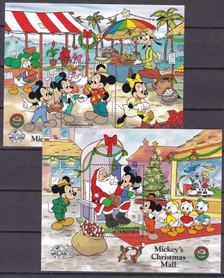 Dominica 1988 Disney Craciun MI bl.140, 141 MNH foto
