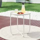 Masa laterala cu tava Sandefjord din otel, alba, 53x46x46 cm