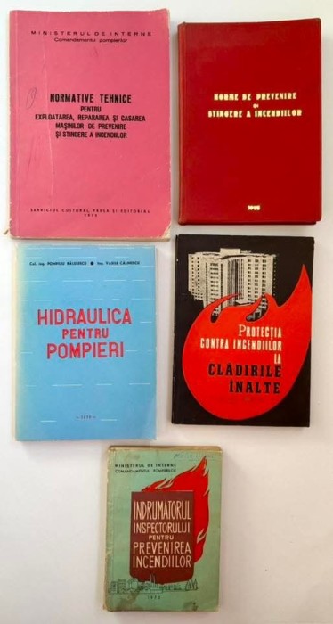 Lot 5 Cărți Manuale Pompieri Stingerea Incendiilor anii 70 Comandamentul Pompierilor Ministerul de Interne