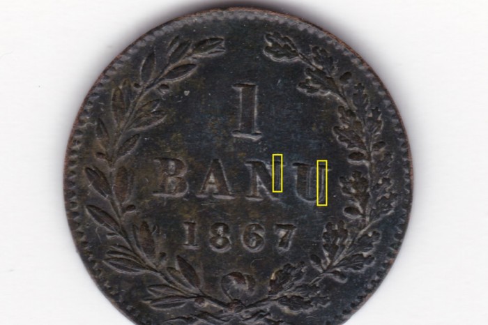 Romania 1 BANU 1867 H Batere Dubla