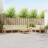 vidaXL Set de canapele de exterior cu pernă 6 pcs Alb și crem 3386099