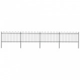 VidaXL Gard de grădină cu v&acirc;rf curbat, negru, 6,8 x 1 m, oțel