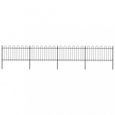 vidaXL Gard de grădină cu vârf curbat, negru, 6,8 x 1 m, oțel