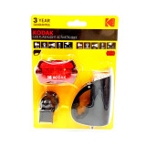 Set lumini pentru bicicleta Kodak, 2 moduri de iluminare, 50 lm, 30 m, IP44, autonomie 7-30 ore, far, stop, Negru