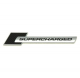 Emblema auto reliefata 3D - SUPERCHARGED BLACK (TS-102) - cu banda adeziva