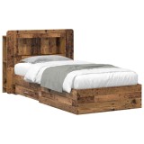 vidaXL Cadru de pat cu depozitare cu headboard Lemn vechi 80 x 200 cm 3433810