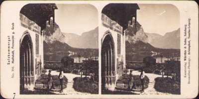 ST84N Salzkammergut, Hallstadt, Fernsicht g Grub, stereoscopic photo foto