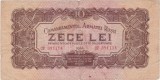 Bancnotă 10 lei 1944 Comandamentul Armatei Roșii CAR, seria CP 391114