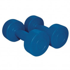 Set gantere aerobic Sveltus, 2 x 4 kg, 24 cm, ciment, invelis vinil, Albastru foto