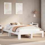 VidaXL Cadru de pat fără saltea, alb, 135x190 cm, lemn masiv de pin