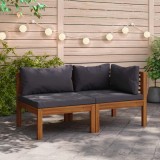 VidaXL Set de canapele, 2 piese, perne gri &icirc;nchis, lemn masiv acacia 316282