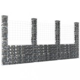 VidaXL Coș gabion &icirc;n formă de U cu 4 st&acirc;lpi, 380x20x200 cm, fier