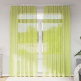 vidaXL Perdele Voile cu buzunare pentru bare 2 buc verde măr 4102163