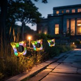 Lampa Solara de Gradina cu Fluture, LED Alb Cald si Multicolor, 35 cm, Galben