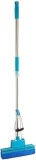 Cumpara ieftin Mop de podea, cu burete, cu sistem de stoarcere, din metal si plastic, albastru