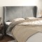 vidaXL Tăblie de pat cu aripioare gri deschis 163x23x118/128cm catifea 3117730