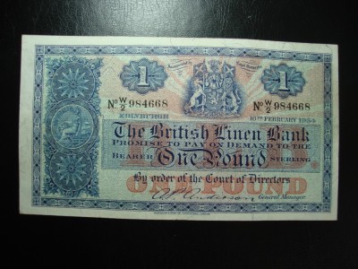 SCOTIA 1 POUND 1954 SUPERBA foto