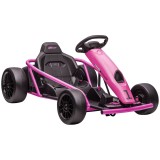 HOMCOM Go-Kart electric 24 V pentru copii, p&acirc;nă la 13 km/h, cu funcție drift, drift-kart cu 2 motoare pentru 8&ndash;12 ani, roz | Aosom Romania