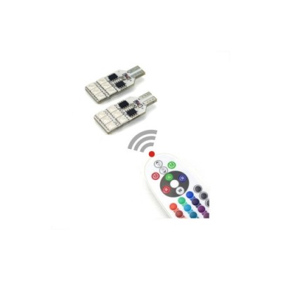 Set 2 becuri pozitie RGB cu telecomanda T10, 12 LED SMD 5050 RGB 12V foto