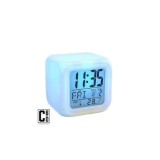 Ceas Multifunctional pentru Birou si Noptiera, CBD CORAL BEST DEALS, Digital, cu Termometru si Alarma, Iluminare LED 8 culori Disponibile, Dimensiuni