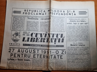 cuvantul libertatii 28 august 1991-republica moldova si-a proclamat independenta foto