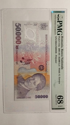 2 bancnote consecutive 50.000lei PMG68EPQ foto