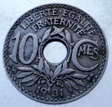 Moneda Franta 10 Centimes 1931, Cupru-Nichel, KM# 866a - Numismatica