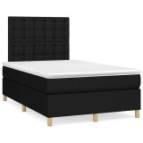 vidaXL Pat cu arcuri, saltea și LED, negru, 120x190 cm, textil 3270276