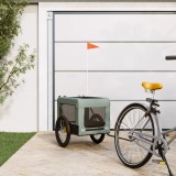 vidaXL Remorcă bicicletă animale companie gri/negru textil oxford/fier