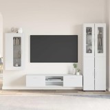 Cumpara ieftin Set comoda TV FLORIN 3 buc. 150 x 39 x 30 cm Alb Lemn prelucrat