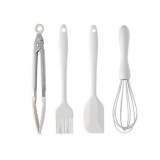 Set 4 Ustensile de Bucatarie, Cyrax, din Silicon+Inox, Termorezistente, Antiaderente, 20 x 15 x 4 cm, Alb Ivory